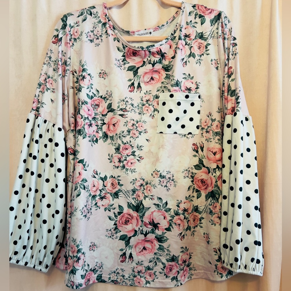 RESERVED Nuggles Floral and polka dot top